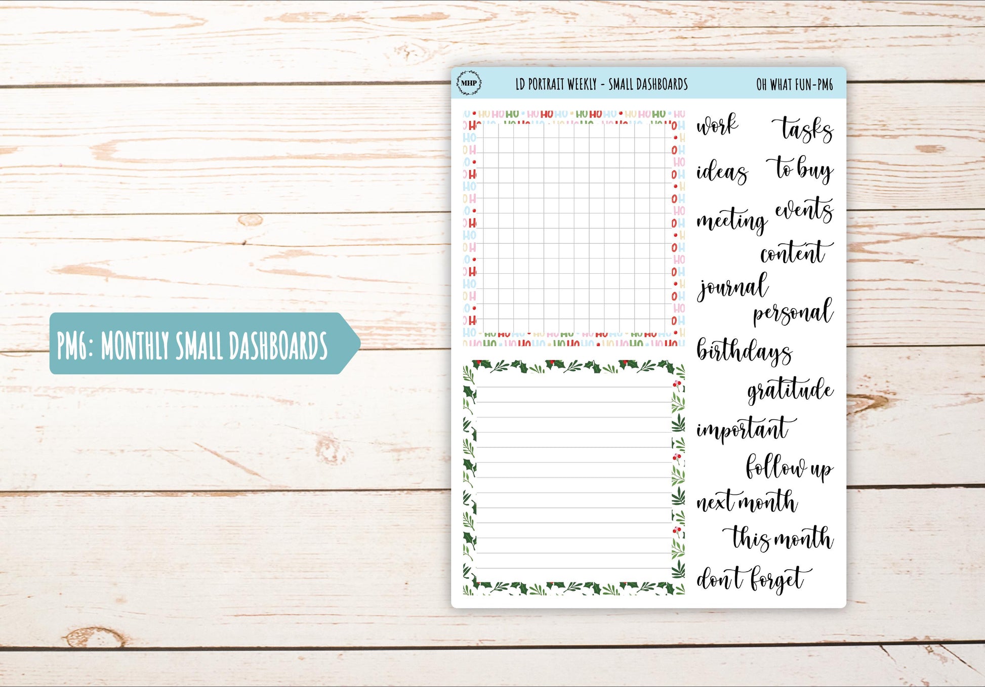 DECEMBER Stickers for Laurel Denise Portrait Planners. "Oh What Fun" || POWF