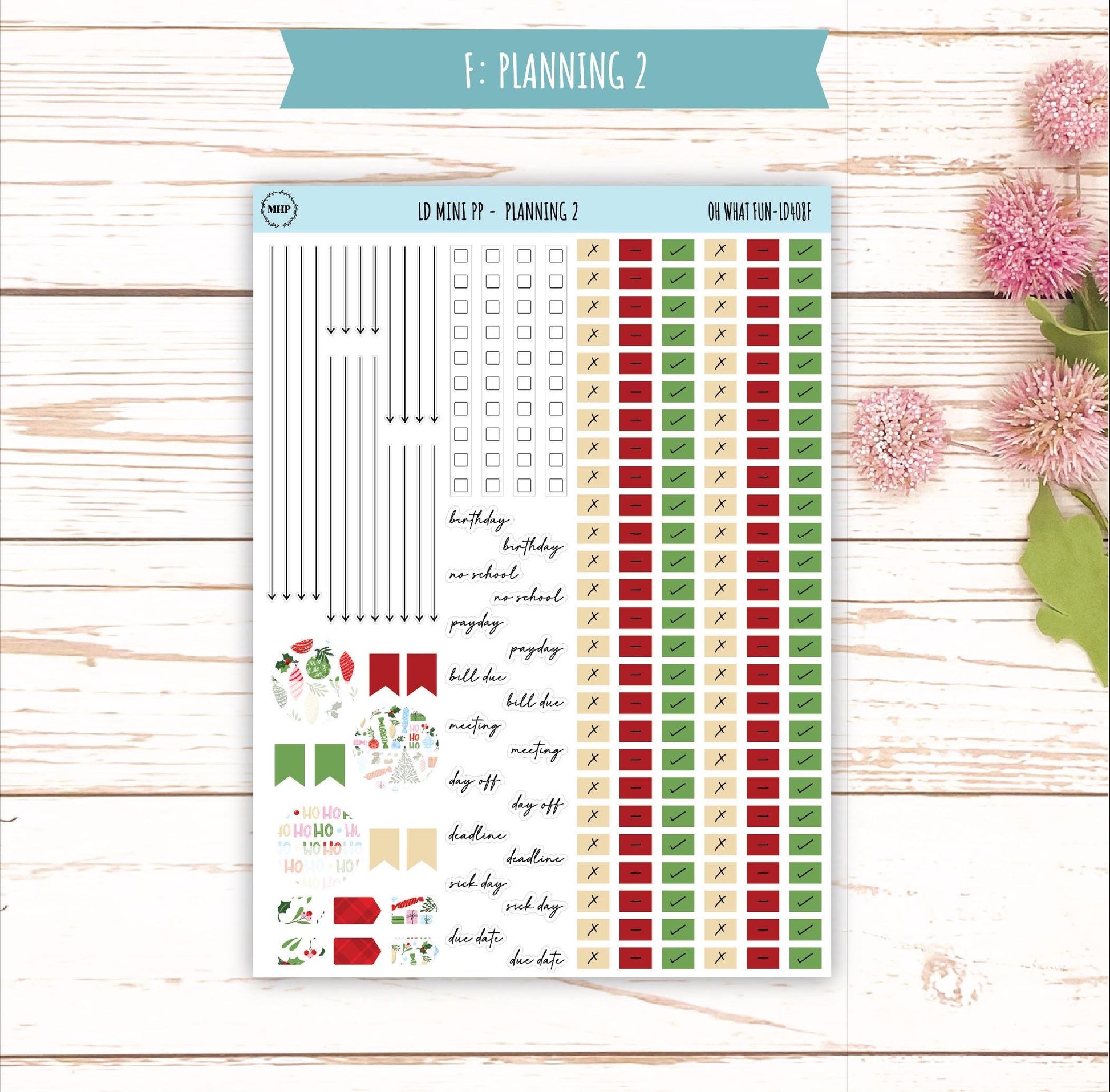 DECEMBER Stickers for LD Mini Project Planner "Oh What Fun" || LD408OWF