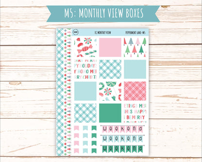 DECEMBER Monthly Kit Stickers for 7x9 Erin Condren Planners. "Peppermint Lane" || ECM-PML