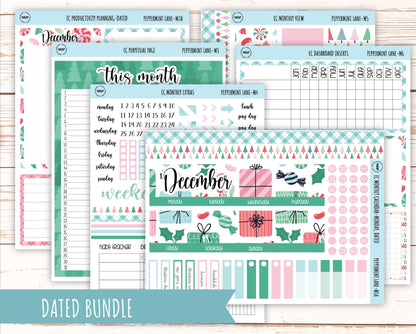 DECEMBER Monthly Kit Stickers for 7x9 Erin Condren Planners. "Peppermint Lane" || ECM-PML
