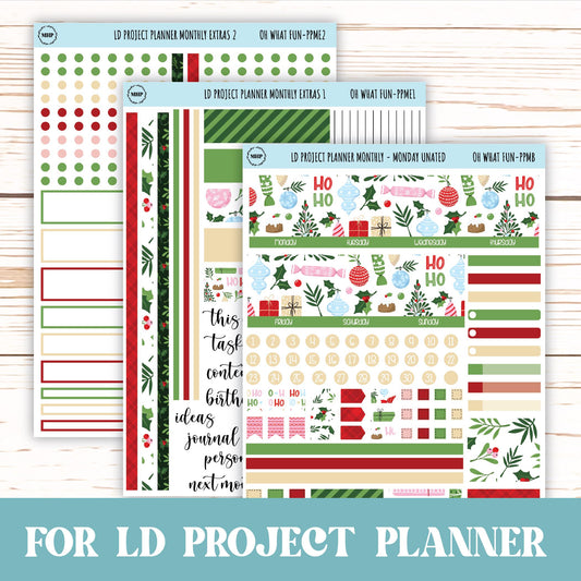 DECEMBER Stickers for LD Project Planner "Oh What Fun" || PPWF