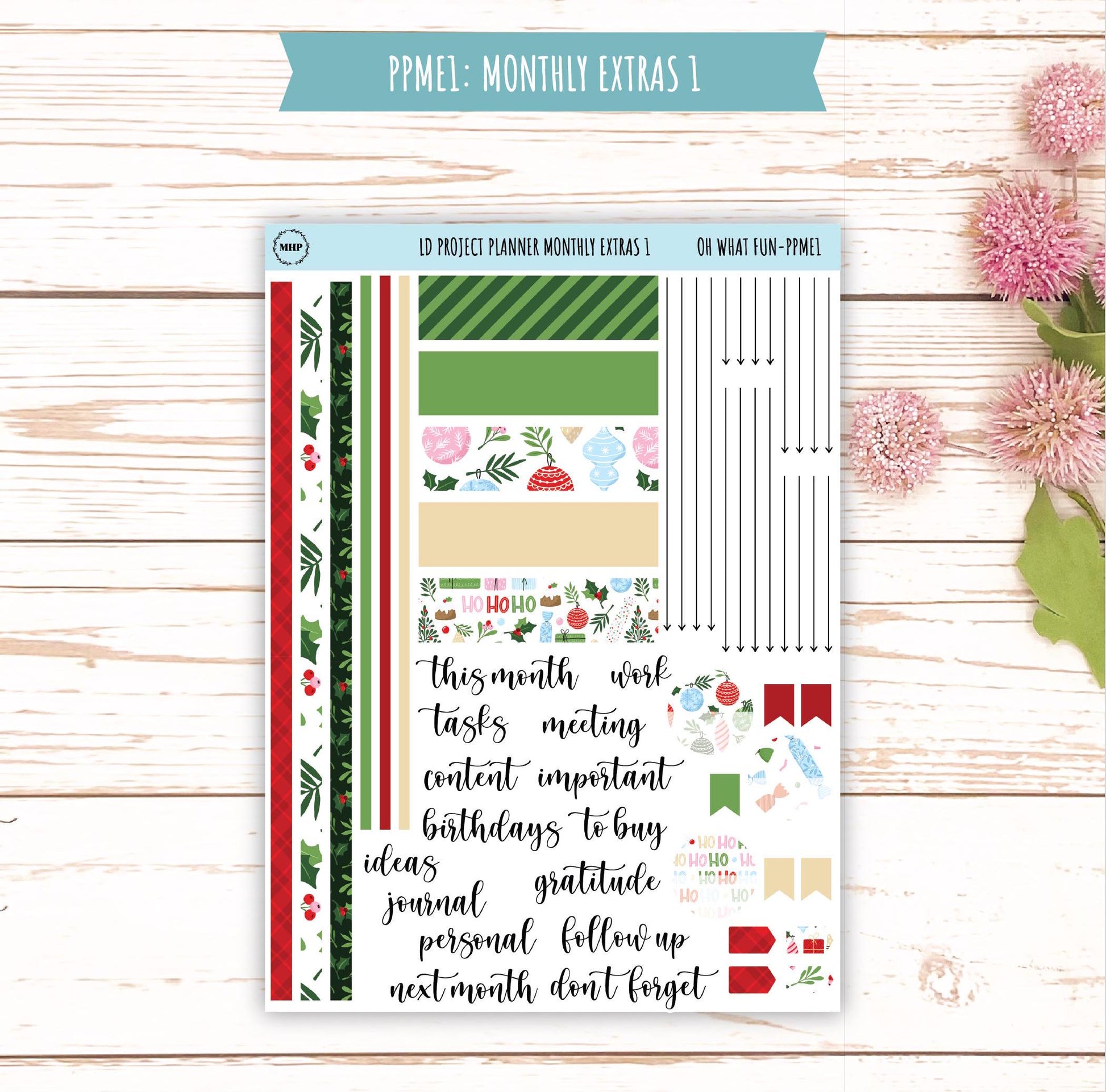 DECEMBER Stickers for LD Project Planner "Oh What Fun" || PPWF