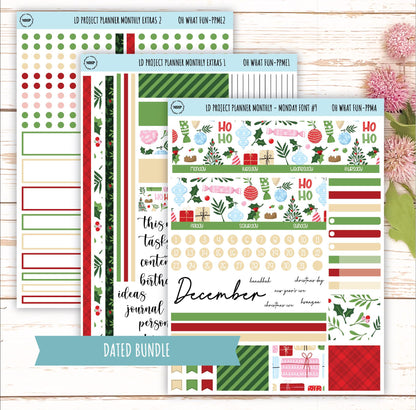 DECEMBER Stickers for LD Project Planner "Oh What Fun" || PPWF