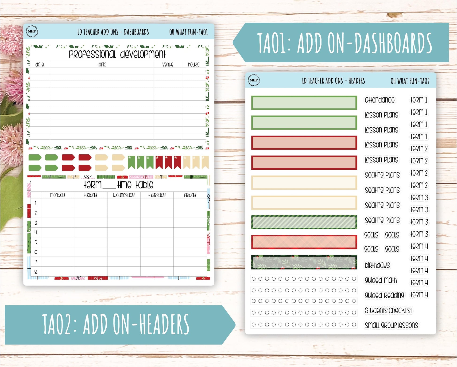 DECEMBER Stickers for Laurel Denise Teacher Planners. "Oh What Fun" || TOWF