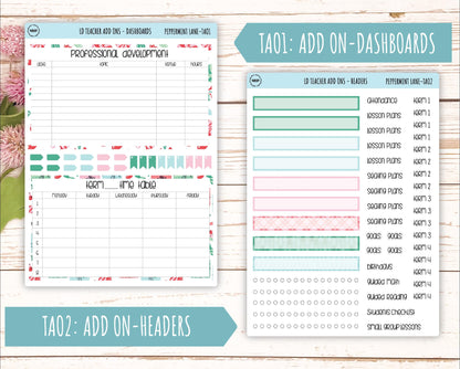 DECEMBER Stickers for Laurel Denise Teacher Planners. "Peppermint Lane" || TPL