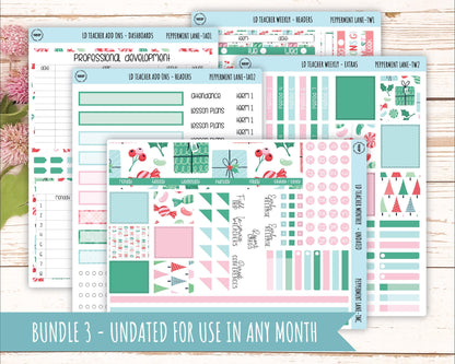 DECEMBER Stickers for Laurel Denise Teacher Planners. "Peppermint Lane" || TPL