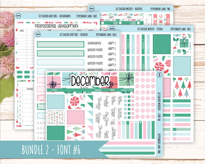 DECEMBER Stickers for Laurel Denise Teacher Planners. "Peppermint Lane" || TPL
