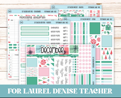 DECEMBER Stickers for Laurel Denise Teacher Planners. "Peppermint Lane" || TPL