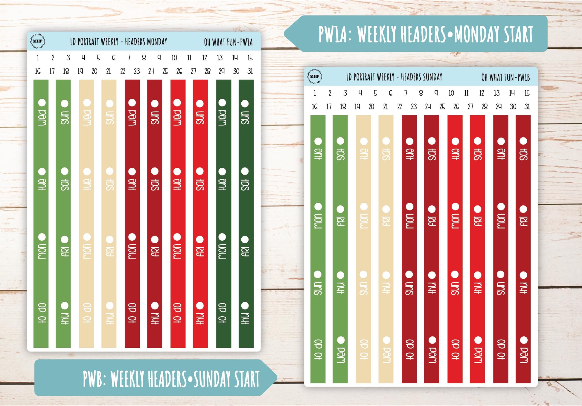 DECEMBER Stickers for Laurel Denise Portrait Planners. "Oh What Fun" || POWF