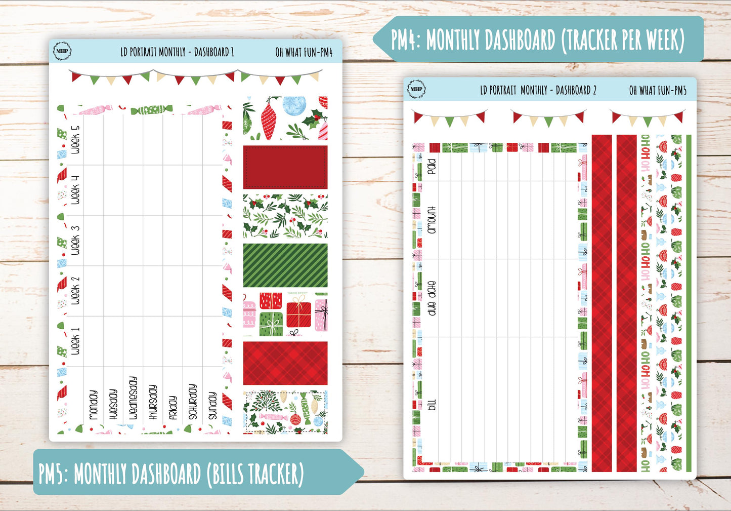 DECEMBER Stickers for Laurel Denise Portrait Planners. "Oh What Fun" || POWF