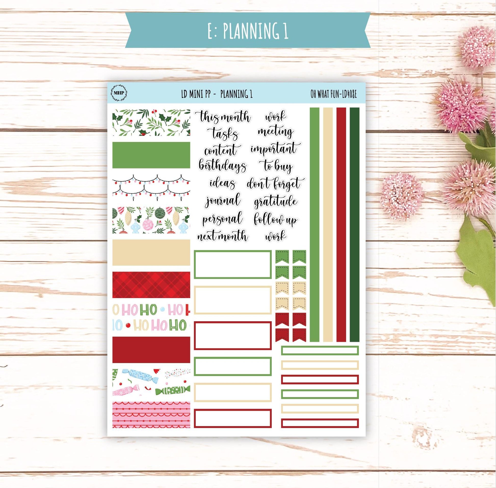 DECEMBER Stickers for LD Mini Project Planner "Oh What Fun" || LD408OWF