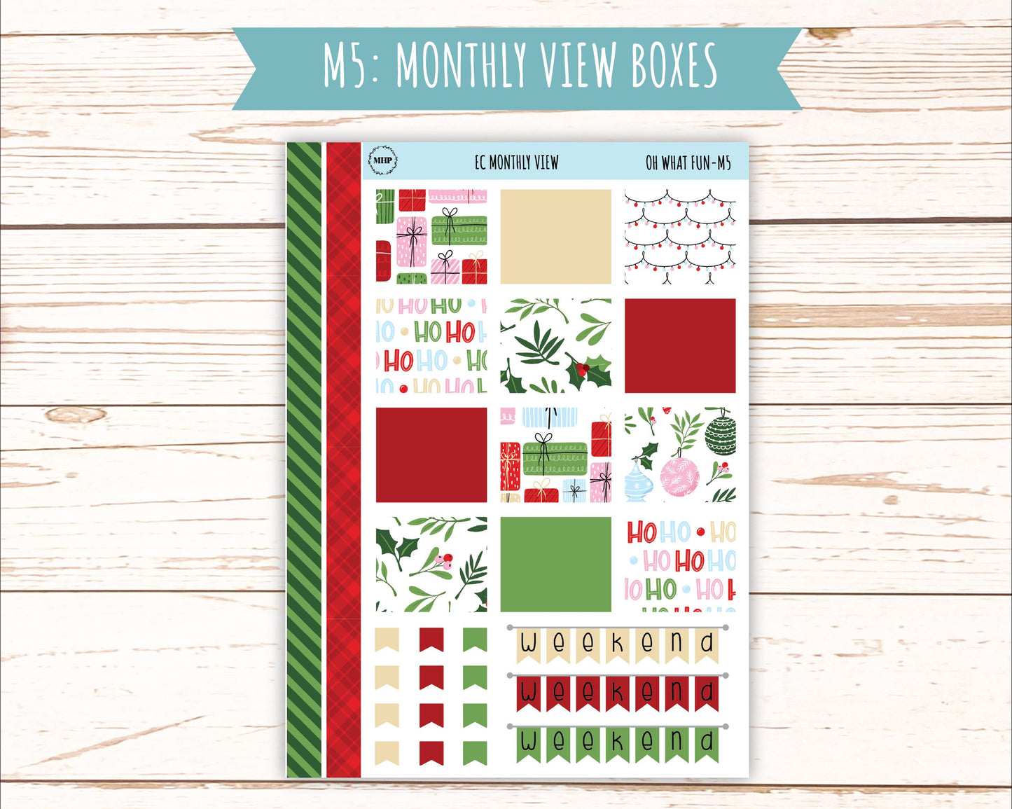 DECEMBER Monthly Kit Stickers for 7x9 Erin Condren Planners. "Oh Wha Fun" || ECM-OWF