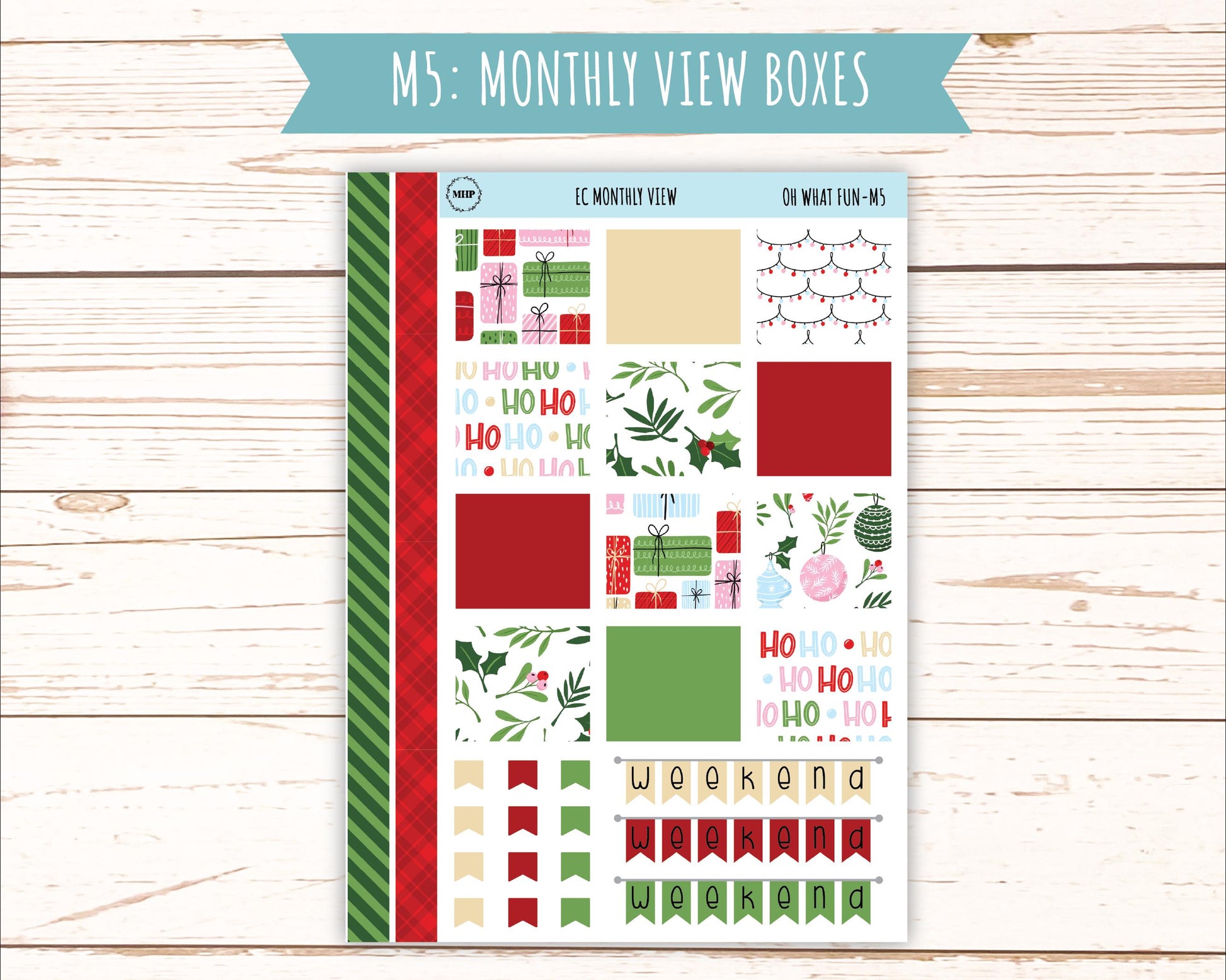 DECEMBER Monthly Kit Stickers for 7x9 Erin Condren Planners. "Oh Wha Fun" || ECM-OWF