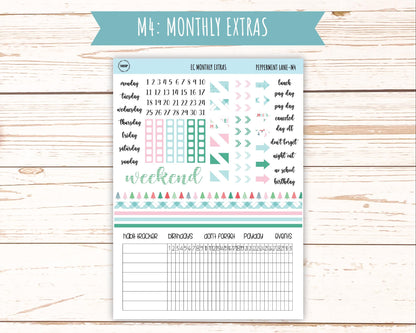 DECEMBER Monthly Kit Stickers for 7x9 Erin Condren Planners. "Peppermint Lane" || ECM-PML