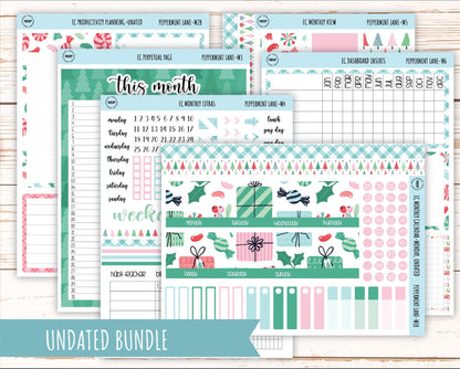 DECEMBER Monthly Kit Stickers for 7x9 Erin Condren Planners. "Peppermint Lane" || ECM-PML