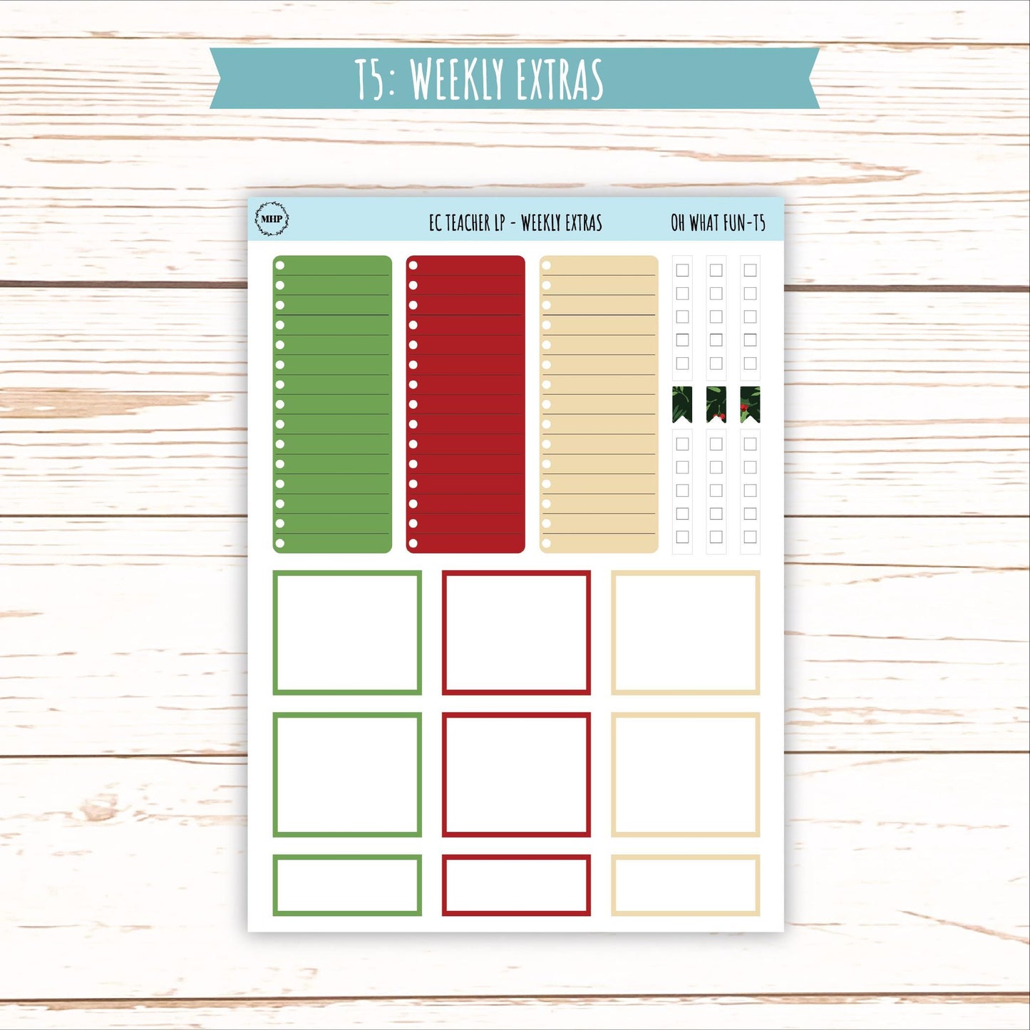 DECEMBER Stickers for Erin Condren Teacher Lesson Planner. "Oh What Fun" || ECT-OWF