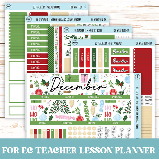 DECEMBER Stickers for Erin Condren Teacher Lesson Planner. "Oh What Fun" || ECT-OWF