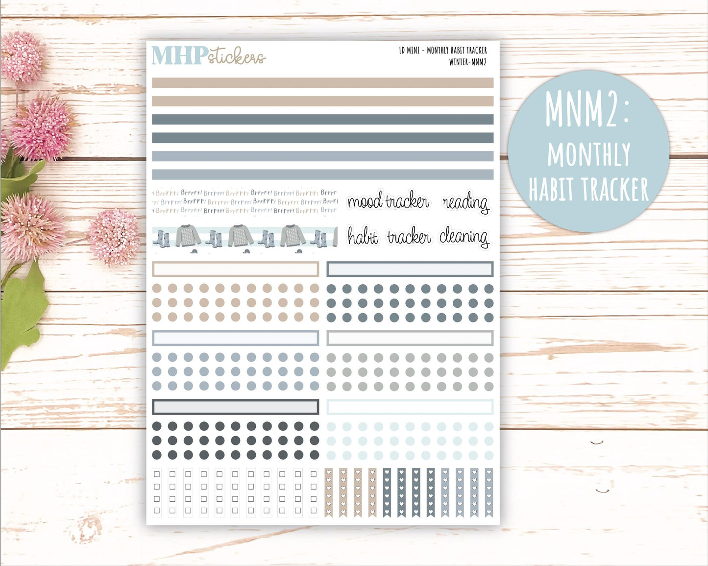 JANUARY 2025 Stickers for MINI Laurel Denise Planners "Winter" || MNW