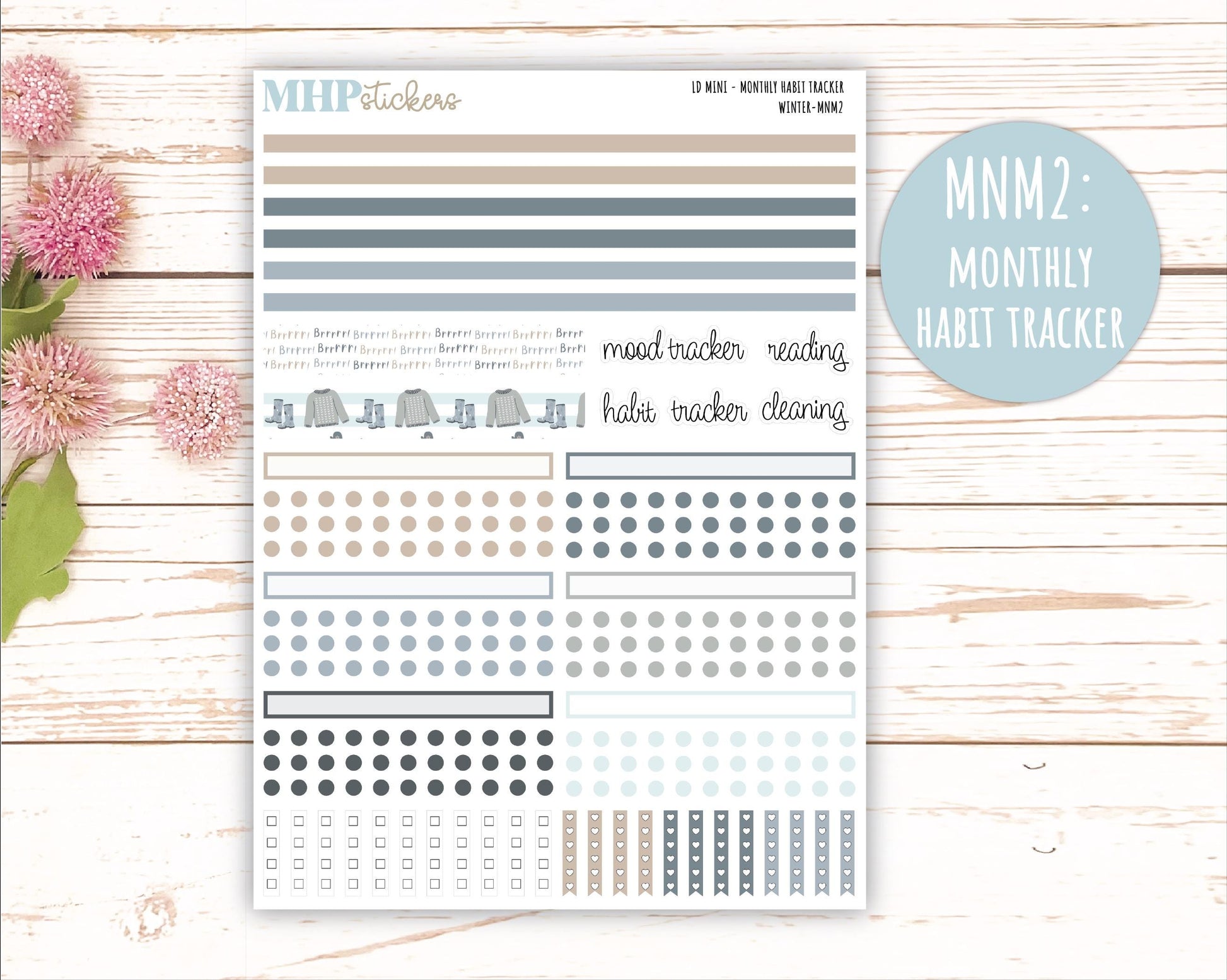 JANUARY 2025 Stickers for MINI Laurel Denise Planners "Winter" || MNW