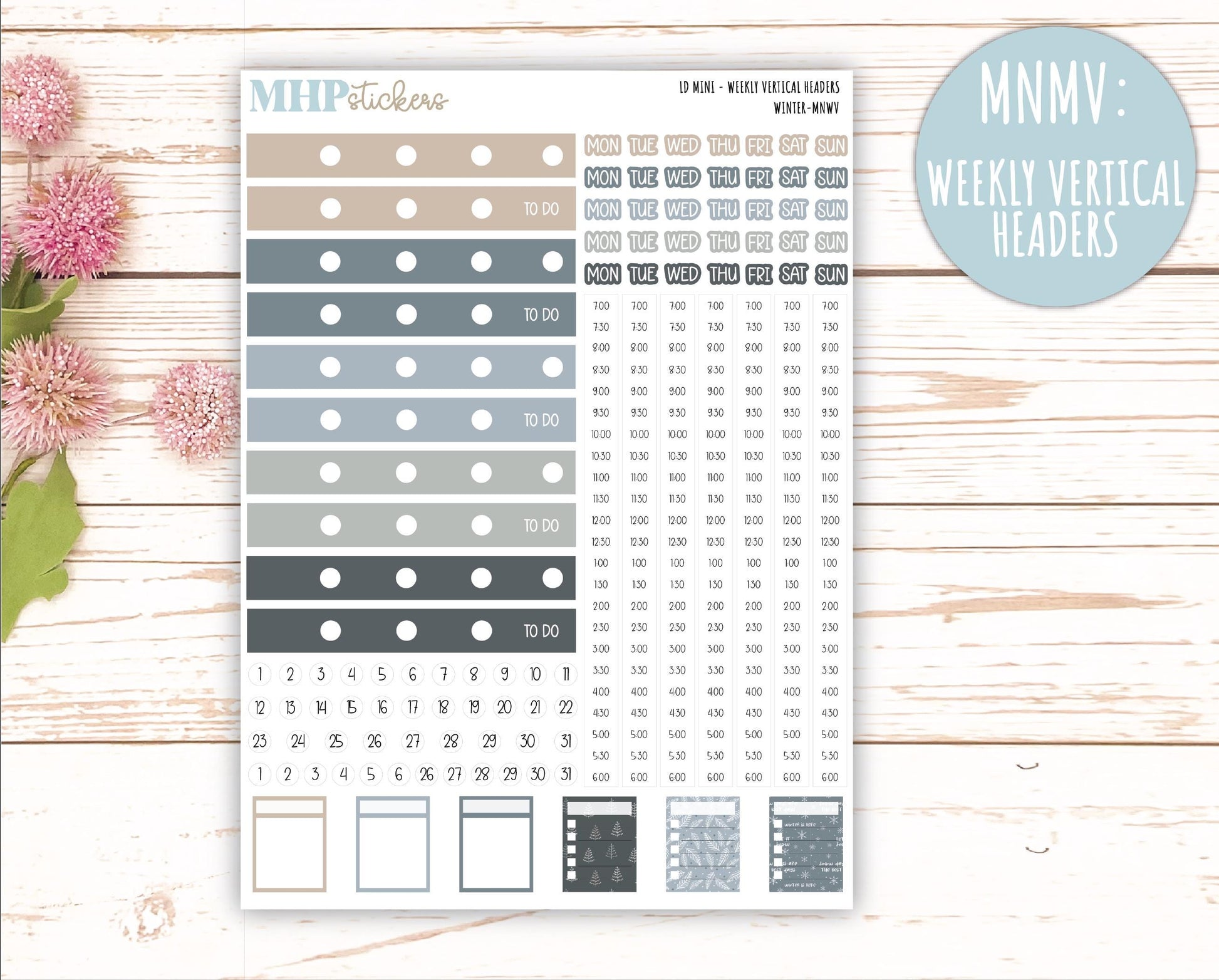 JANUARY 2025 Stickers for MINI Laurel Denise Planners "Winter" || MNW