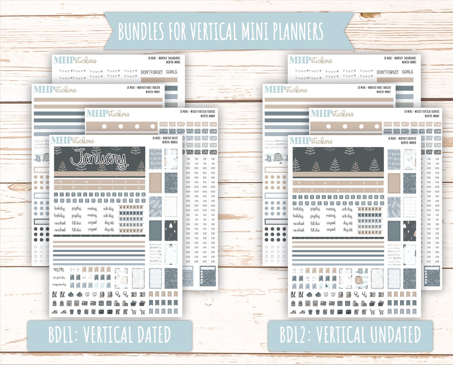 JANUARY 2025 Stickers for MINI Laurel Denise Planners "Winter" || MNW