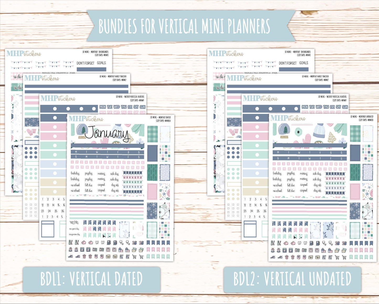 JANUARY 2025 Stickers for MINI Laurel Denise Planners "Cozy Days" || MNCD