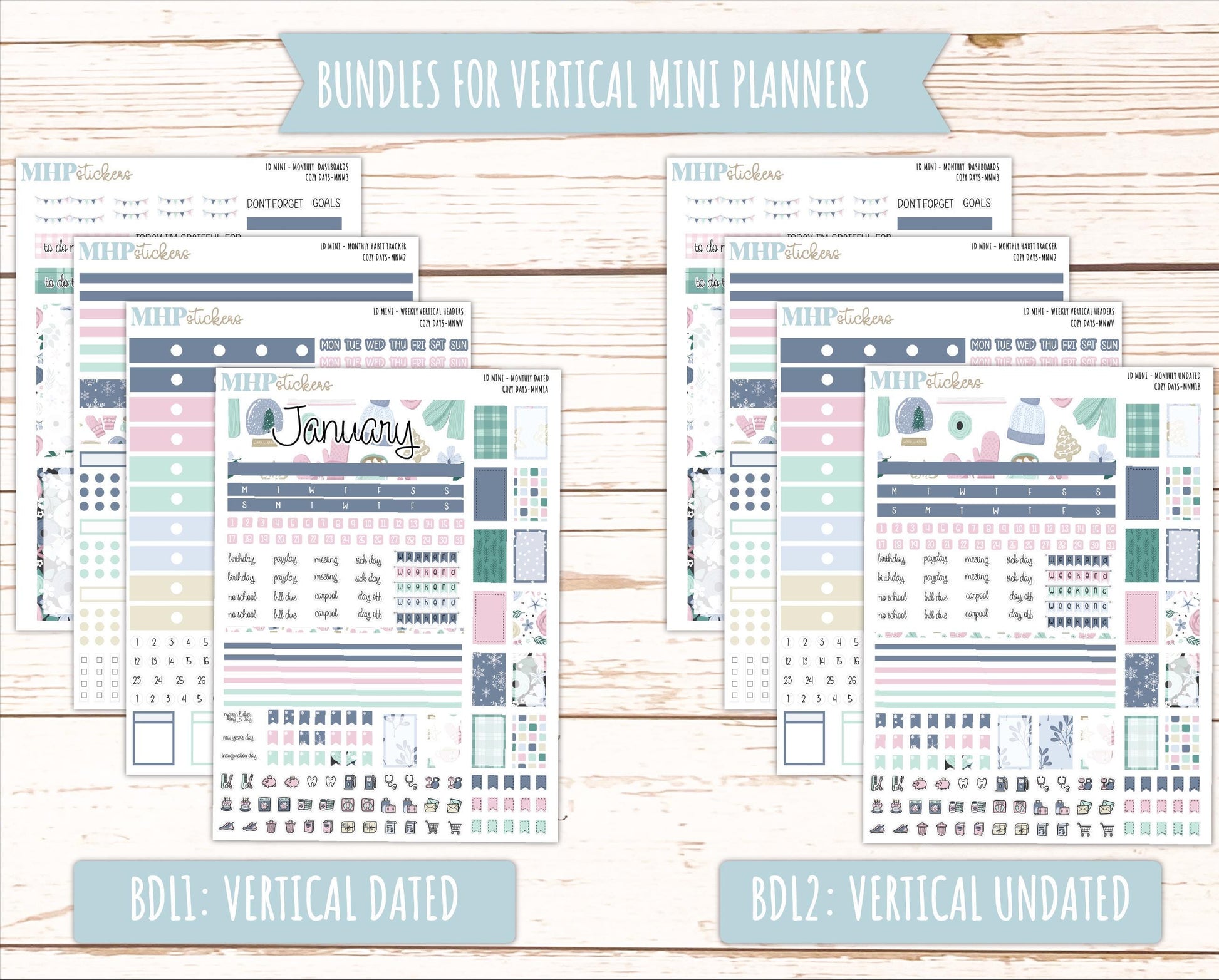 JANUARY 2025 Stickers for MINI Laurel Denise Planners "Cozy Days" || MNCD