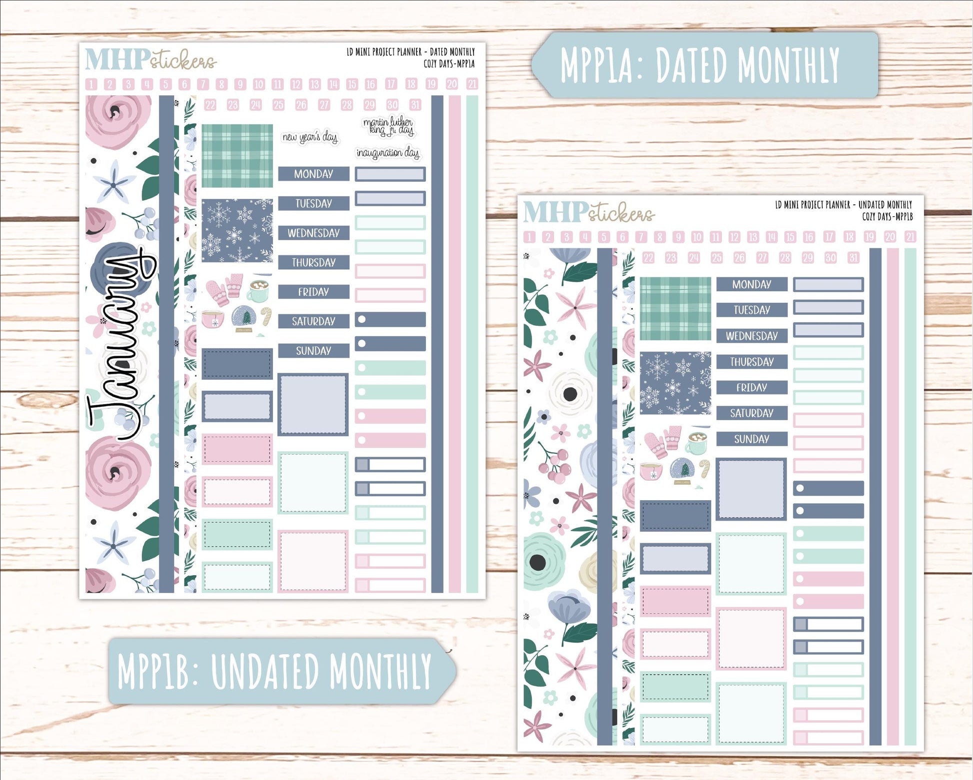 JANUARY 2025 Stickers for LD Mini Project Planner "Cozy Days" || MPPCD