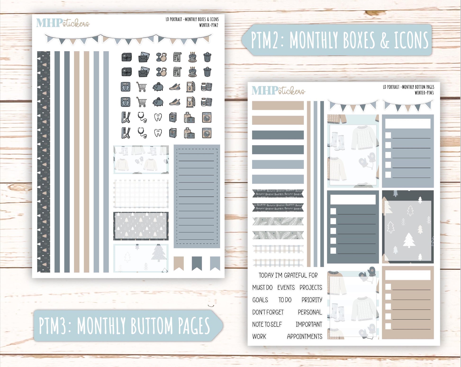 JANUARY 2025 Stickers for Laurel Denise Portrait Planners. "Winter" || PTW