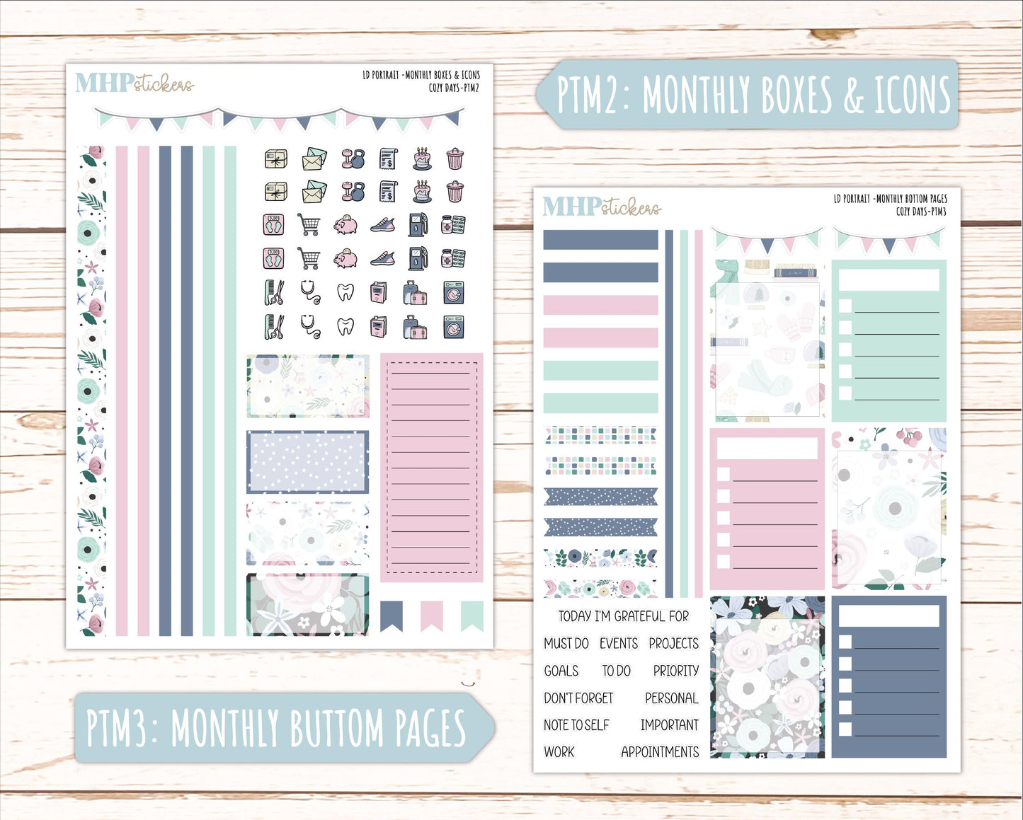 JANUARY 2025 Stickers for Laurel Denise Portrait Planners. "Cozy Days" || PTCD