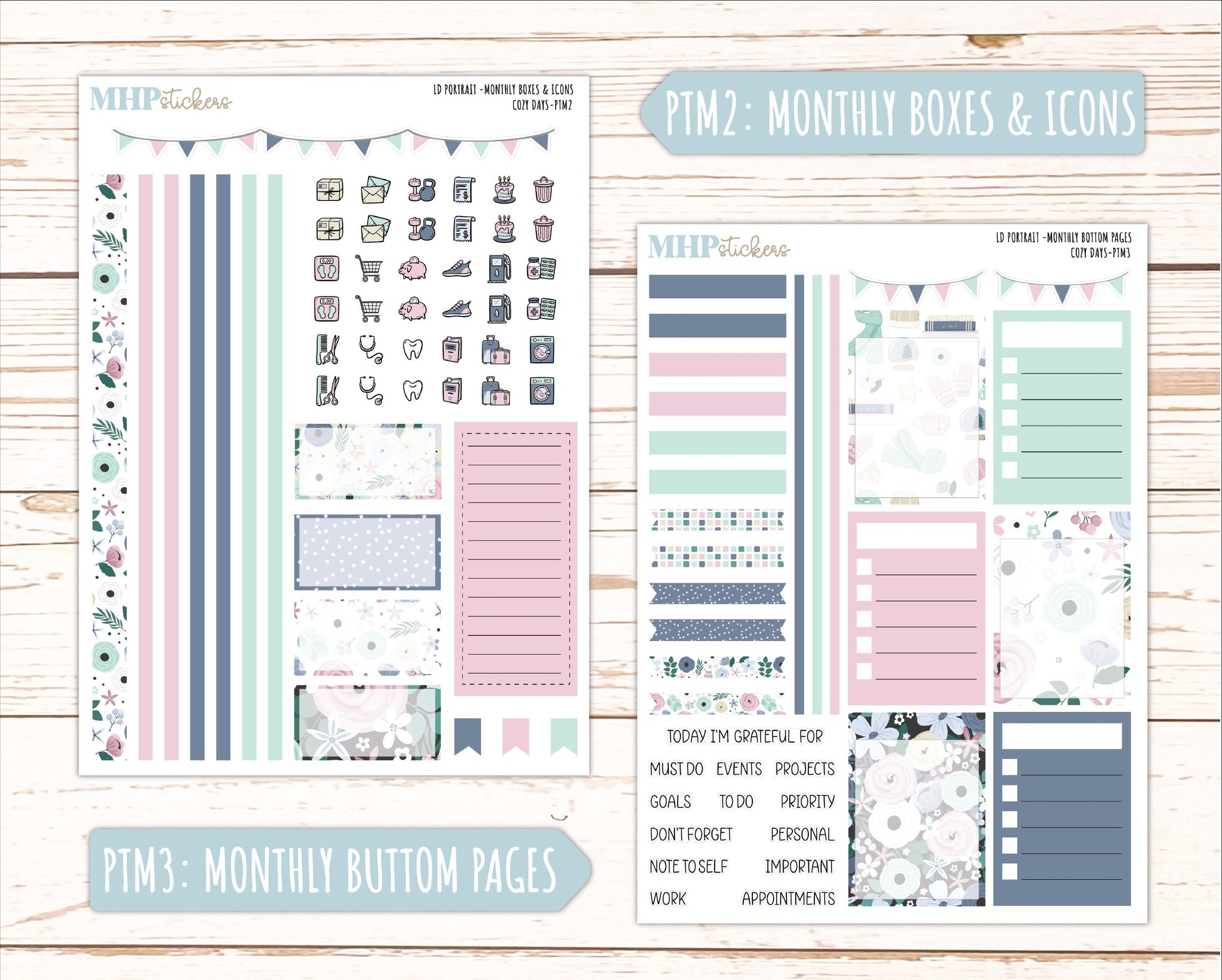 JANUARY 2025 Stickers for Laurel Denise Portrait Planners. "Cozy Days" || PTCD