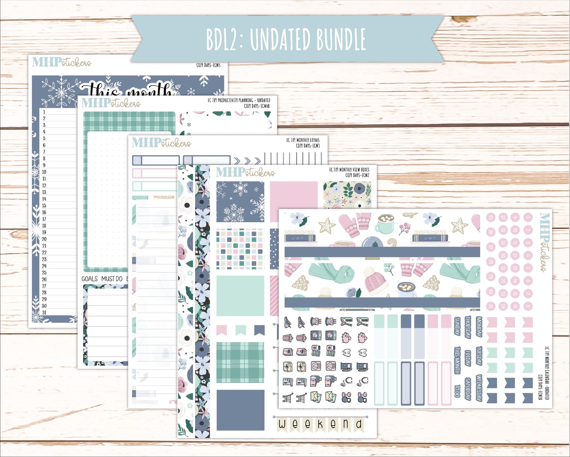 JANUARY 2025 Monthly Kit Stickers for 7x9 Erin Condren Planners. "Cozy Days" || ECMCD