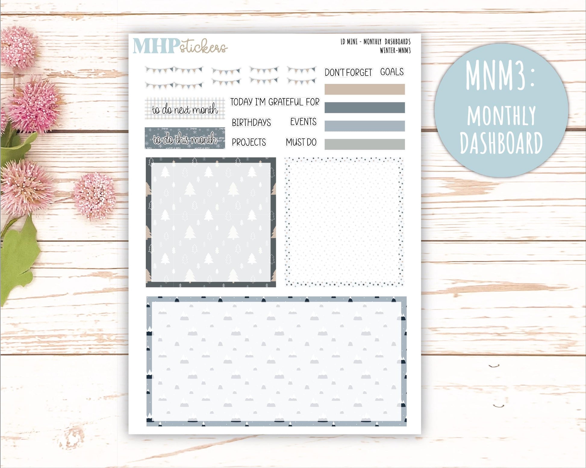 JANUARY 2025 Stickers for MINI Laurel Denise Planners "Winter" || MNW