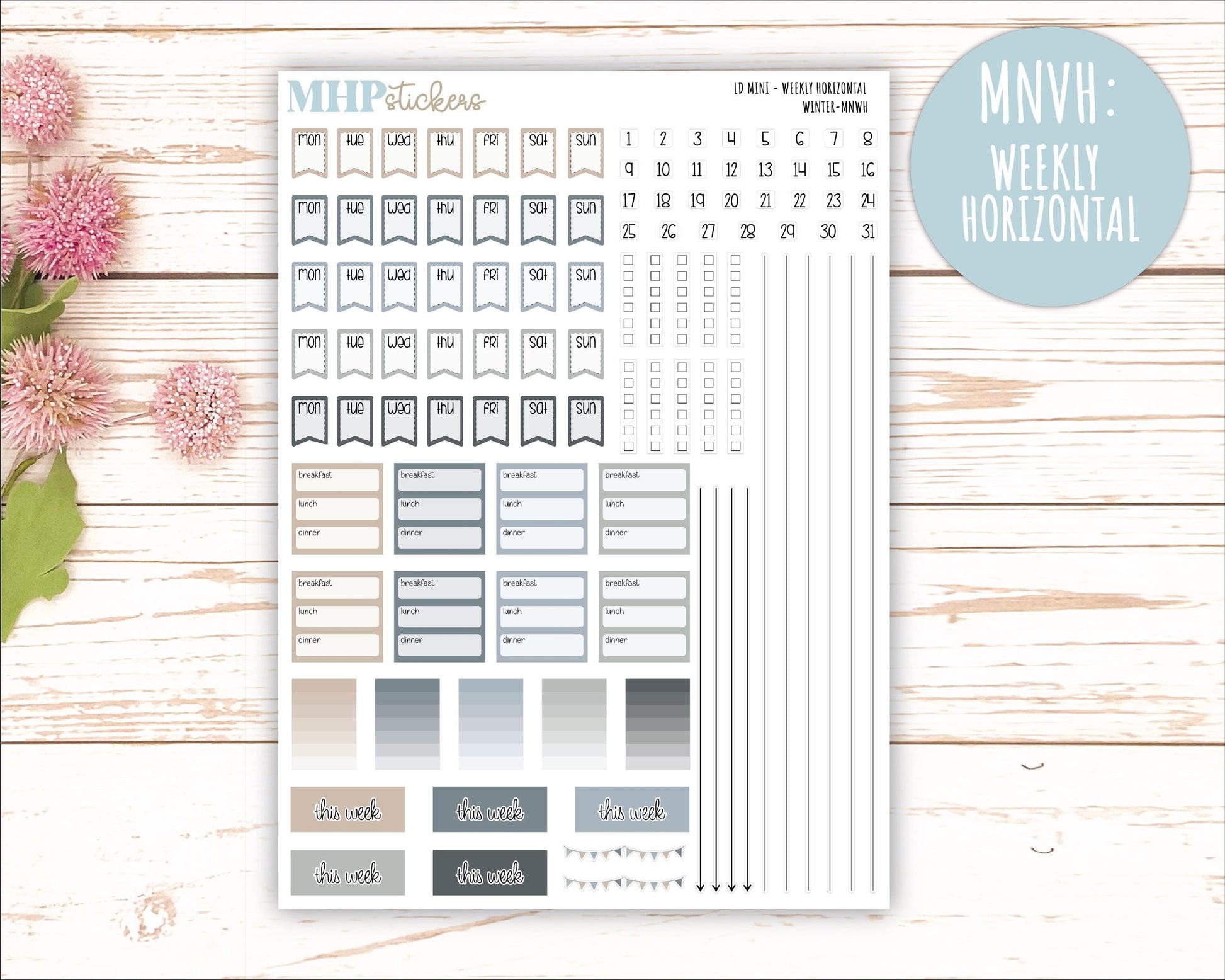 JANUARY 2025 Stickers for MINI Laurel Denise Planners "Winter" || MNW