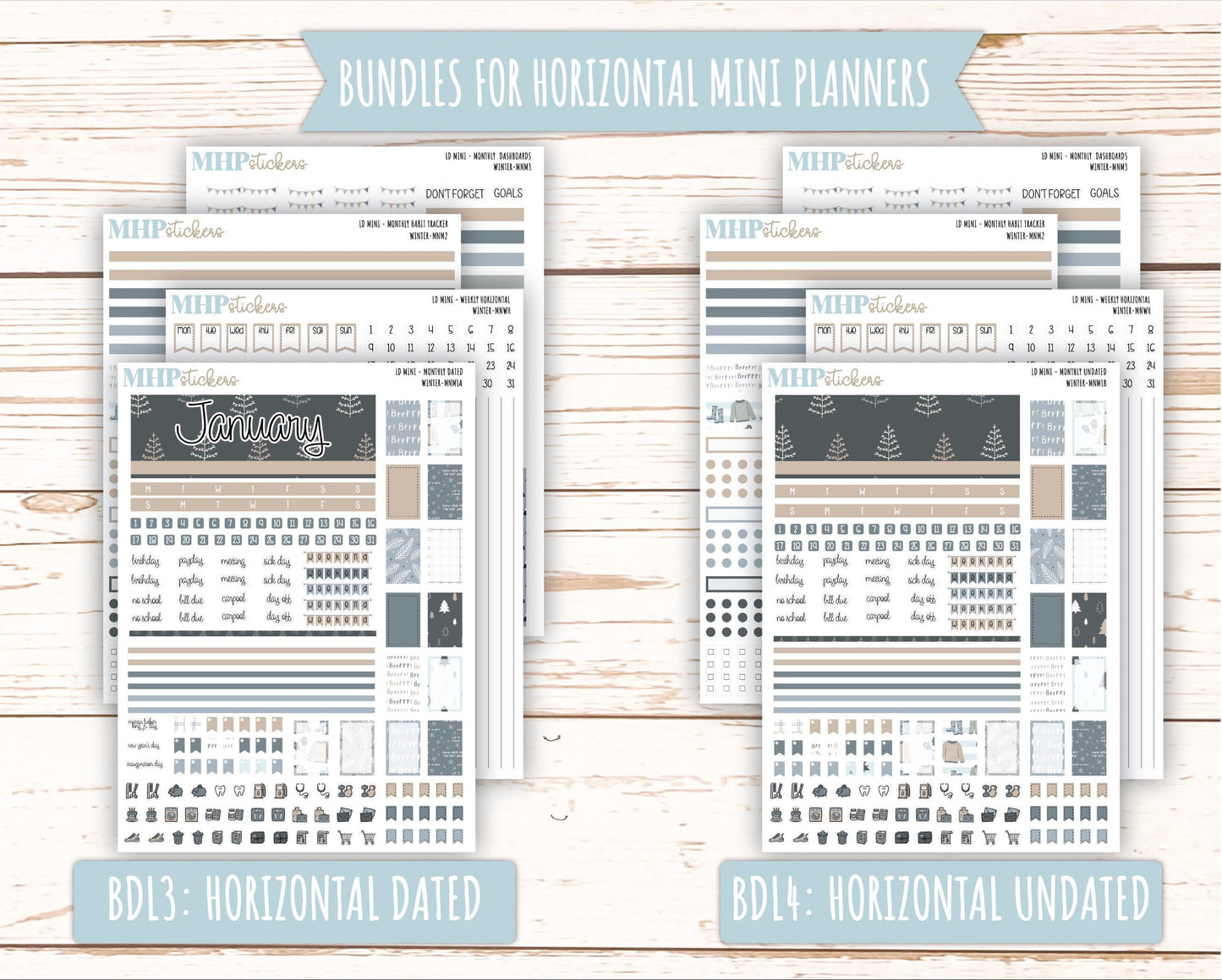 JANUARY 2025 Stickers for MINI Laurel Denise Planners "Winter" || MNW