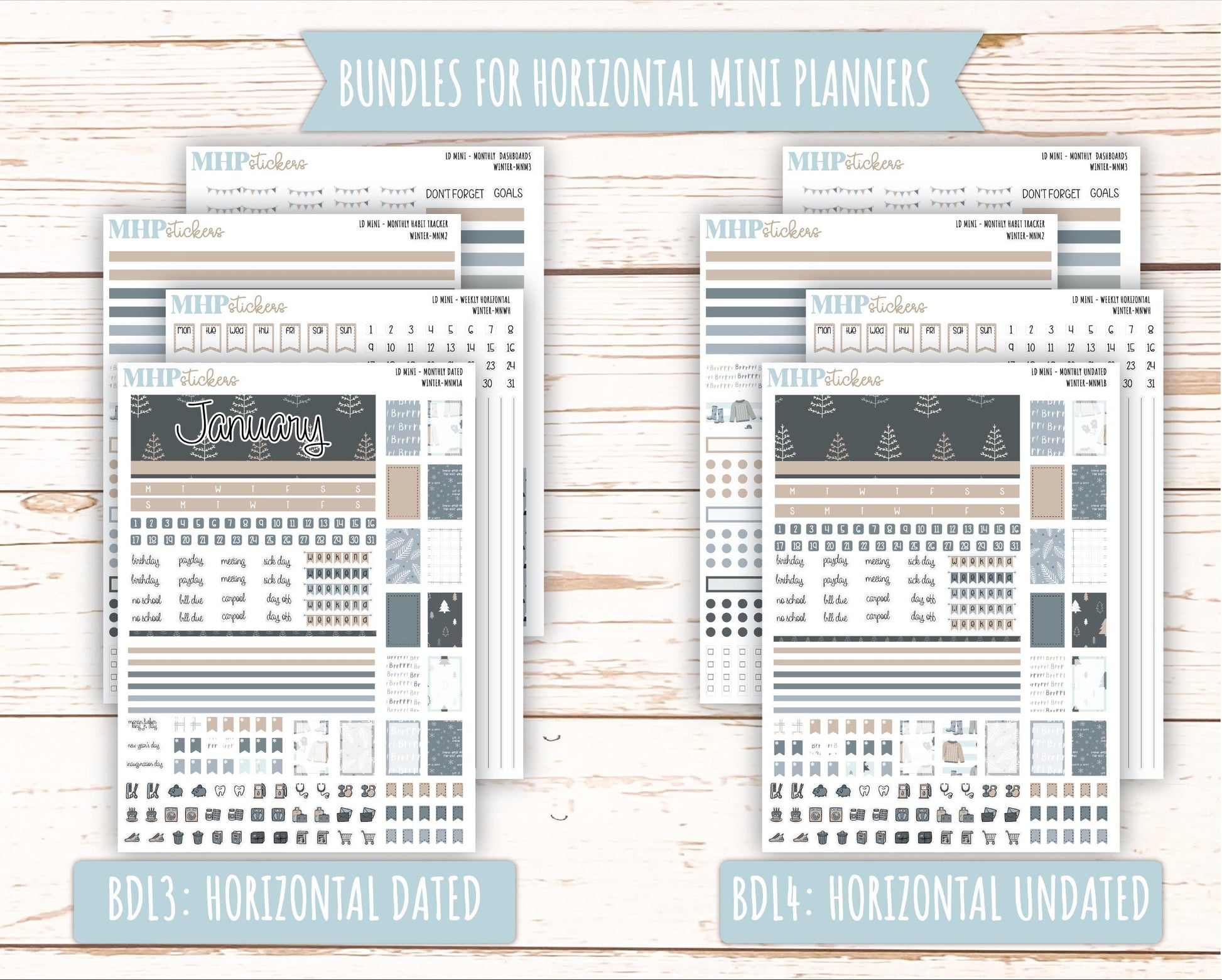 JANUARY 2025 Stickers for MINI Laurel Denise Planners "Winter" || MNW
