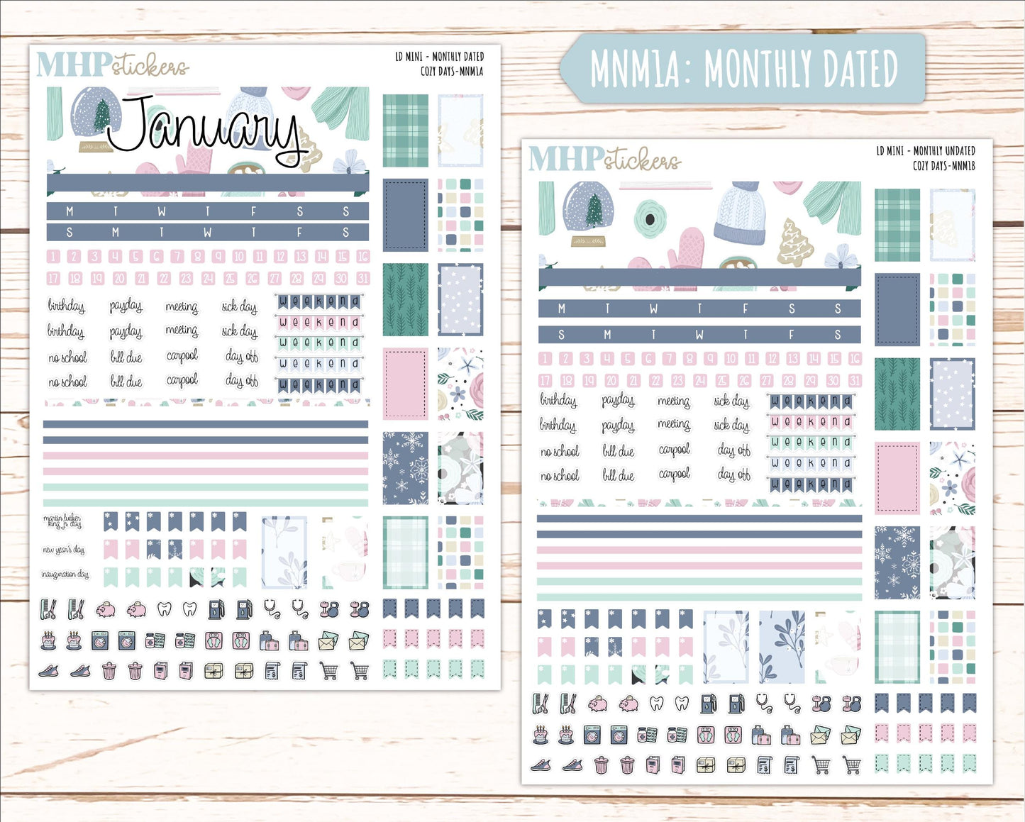 JANUARY 2025 Stickers for MINI Laurel Denise Planners "Cozy Days" || MNCD