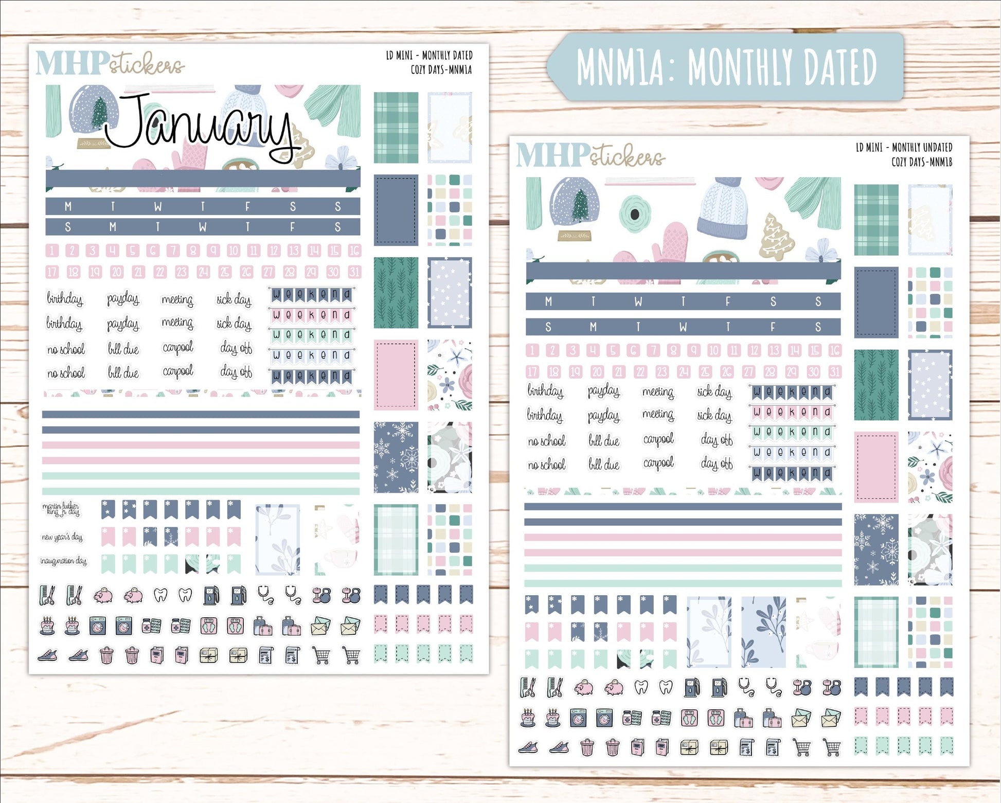 JANUARY 2025 Stickers for MINI Laurel Denise Planners "Cozy Days" || MNCD