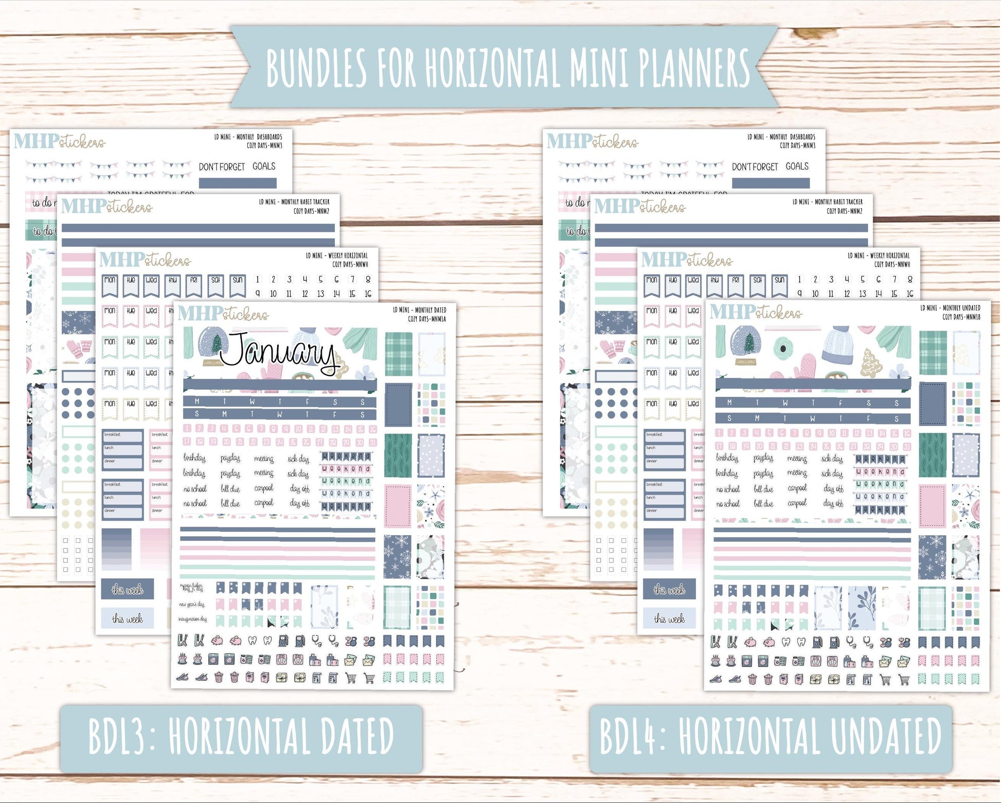 JANUARY 2025 Stickers for MINI Laurel Denise Planners "Cozy Days" || MNCD