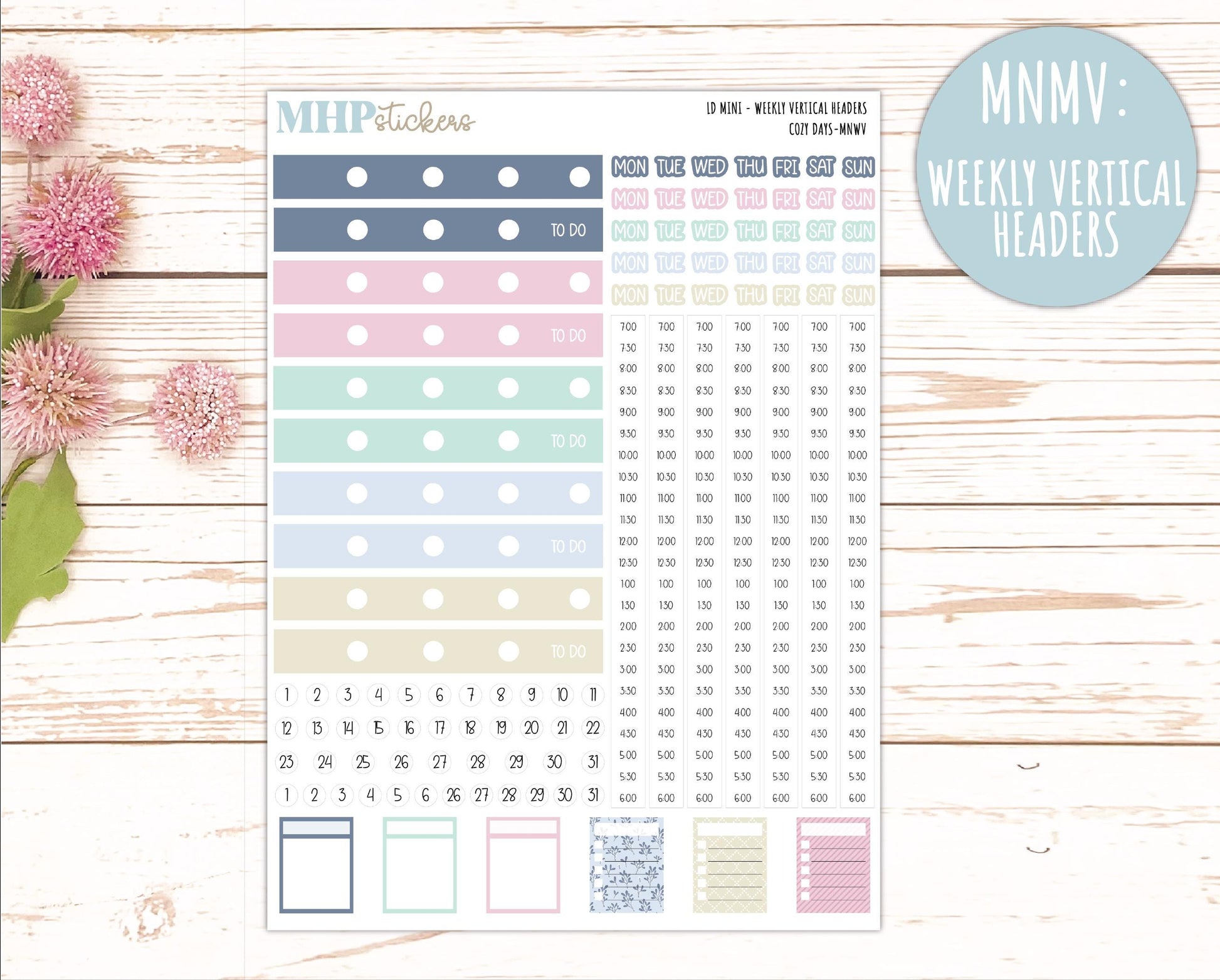 JANUARY 2025 Stickers for MINI Laurel Denise Planners "Cozy Days" || MNCD