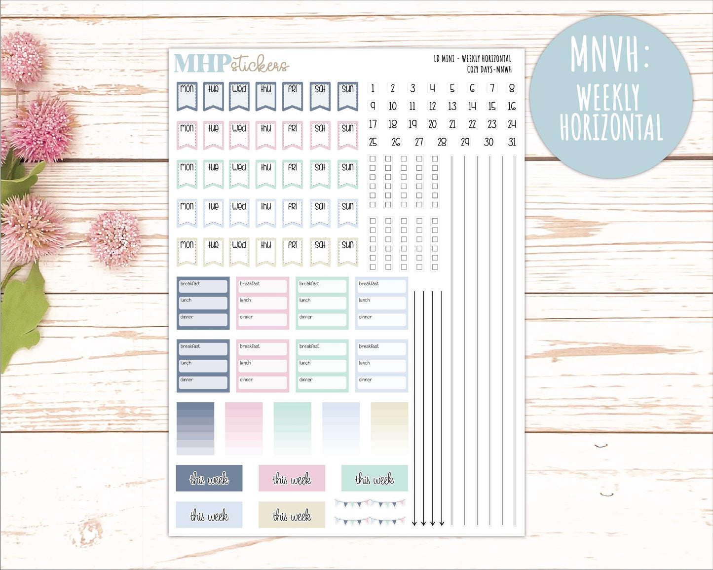 JANUARY 2025 Stickers for MINI Laurel Denise Planners "Cozy Days" || MNCD