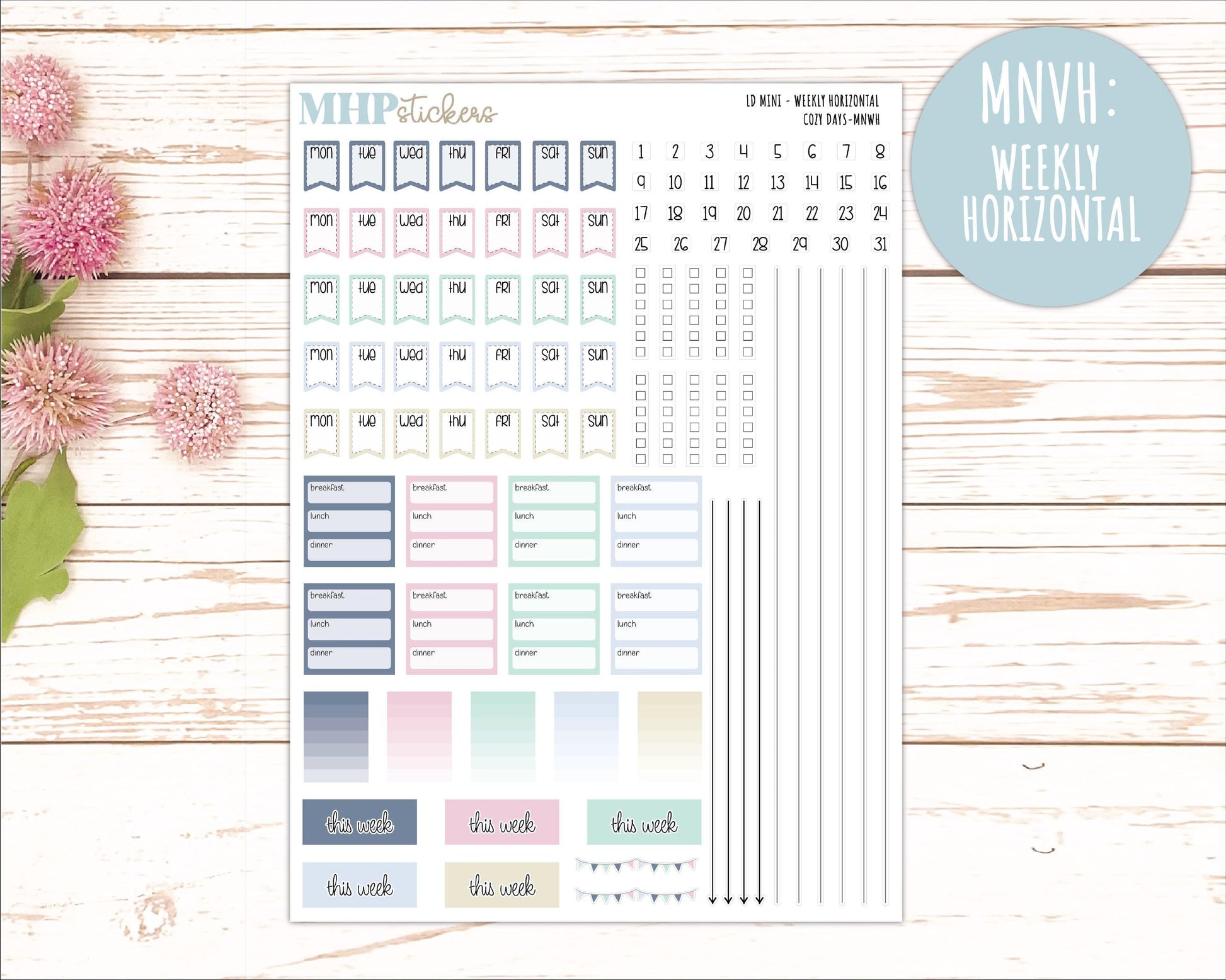 JANUARY 2025 Stickers for MINI Laurel Denise Planners "Cozy Days" || MNCD