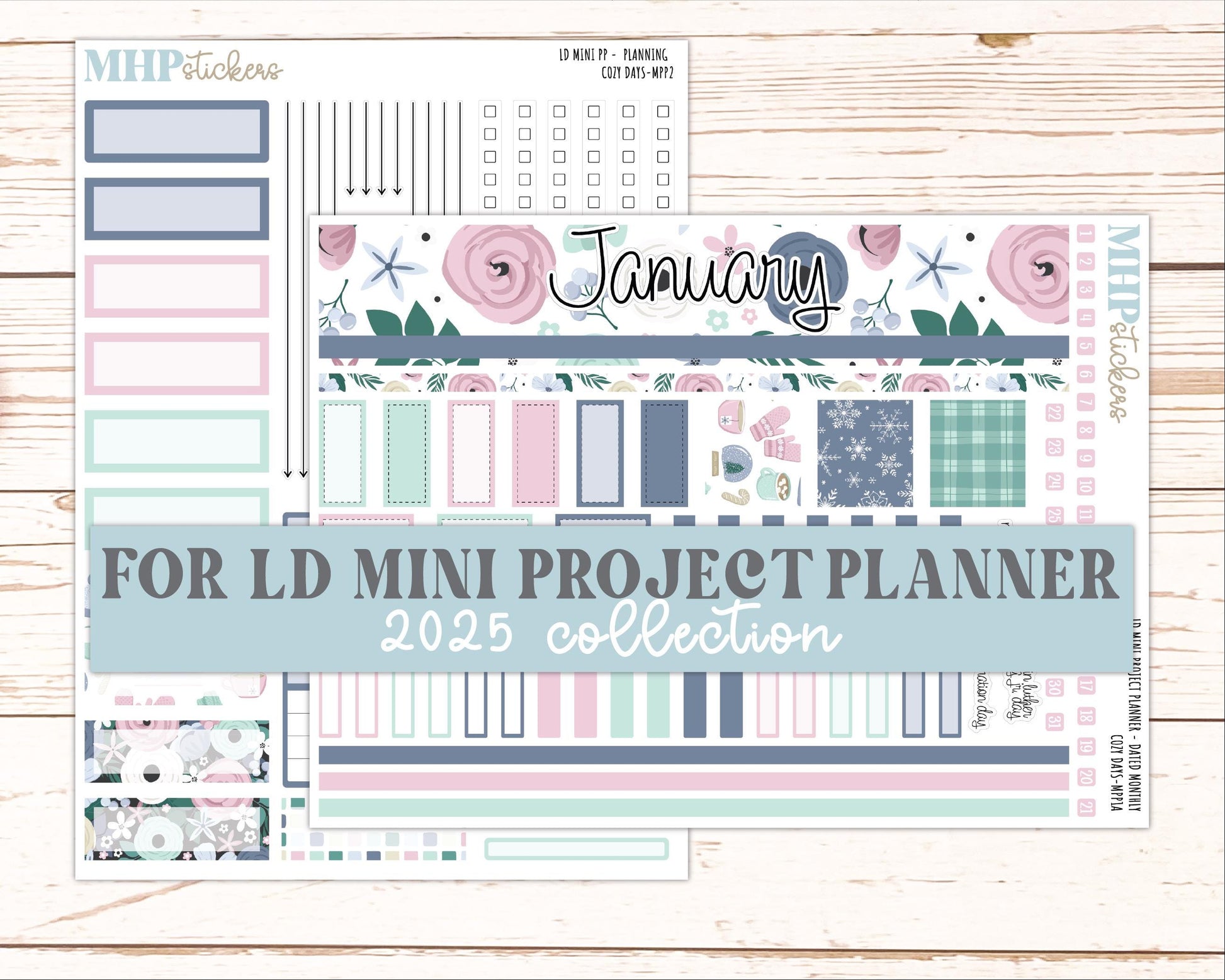 JANUARY 2025 Stickers for LD Mini Project Planner "Cozy Days" || MPPCD