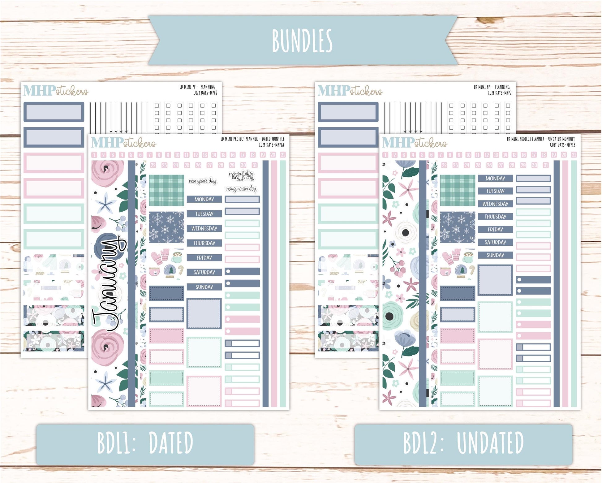 JANUARY 2025 Stickers for LD Mini Project Planner "Cozy Days" || MPPCD