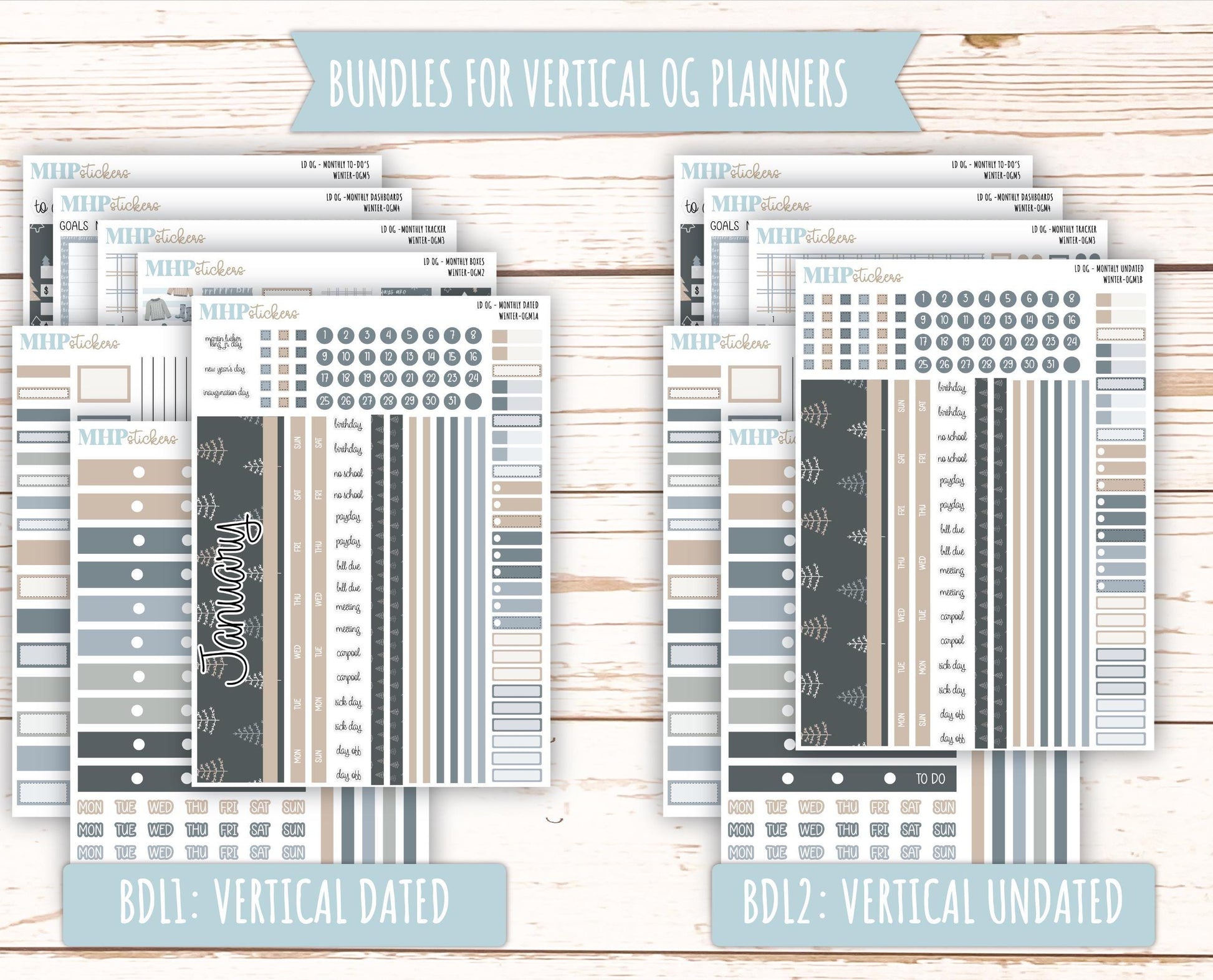 JANUARY 2025 Stickers for OG Laurel Denise Planners. "Winter" || OGW