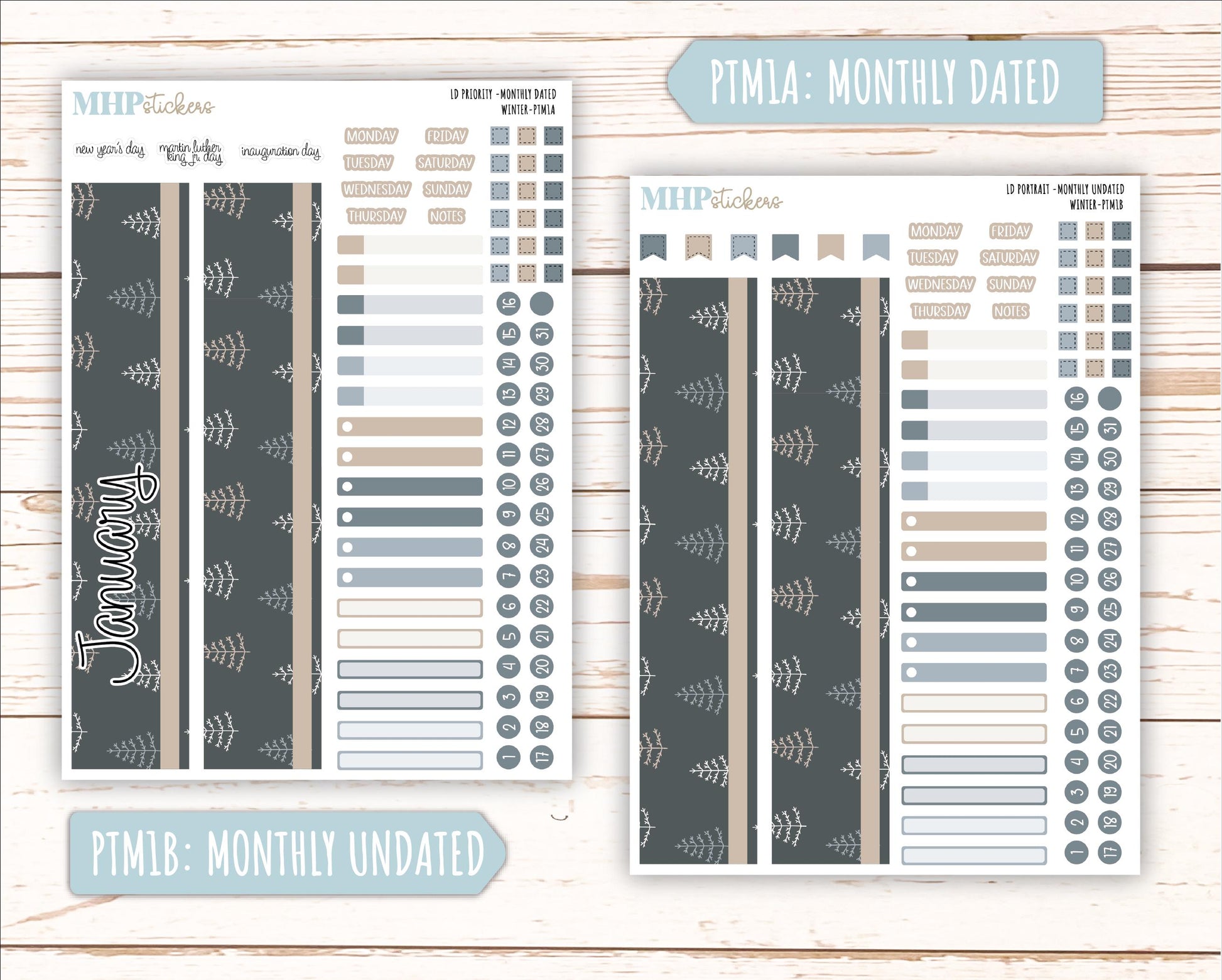 JANUARY 2025 Stickers for Laurel Denise Portrait Planners. "Winter" || PTW