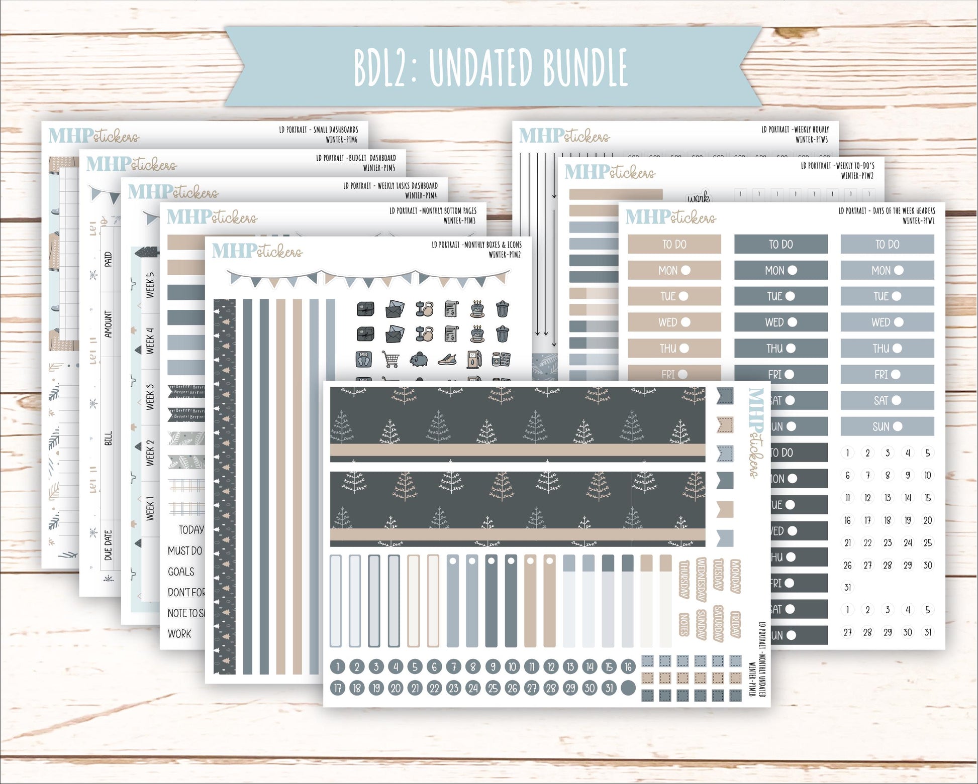 JANUARY 2025 Stickers for Laurel Denise Portrait Planners. "Winter" || PTW