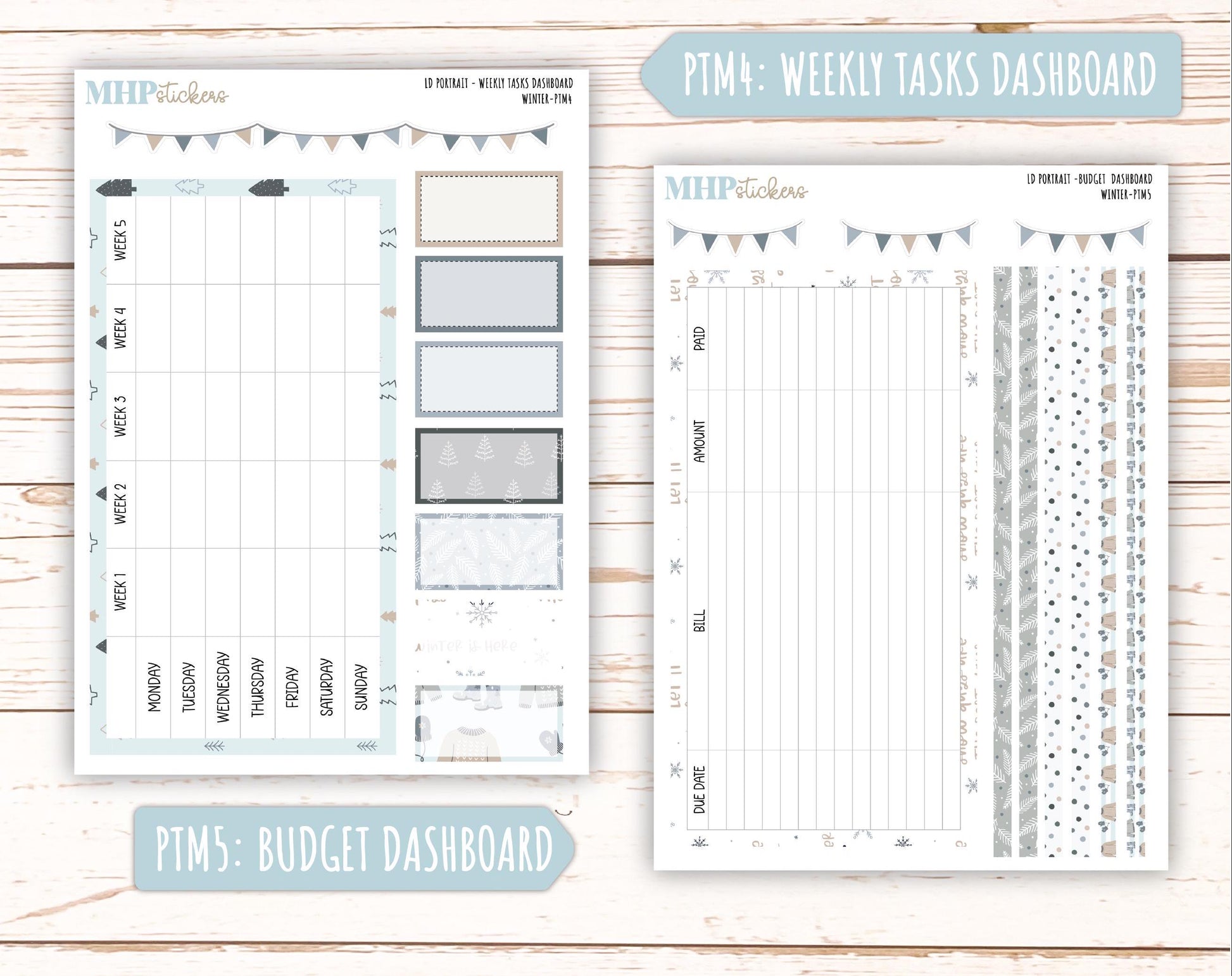 JANUARY 2025 Stickers for Laurel Denise Portrait Planners. "Winter" || PTW