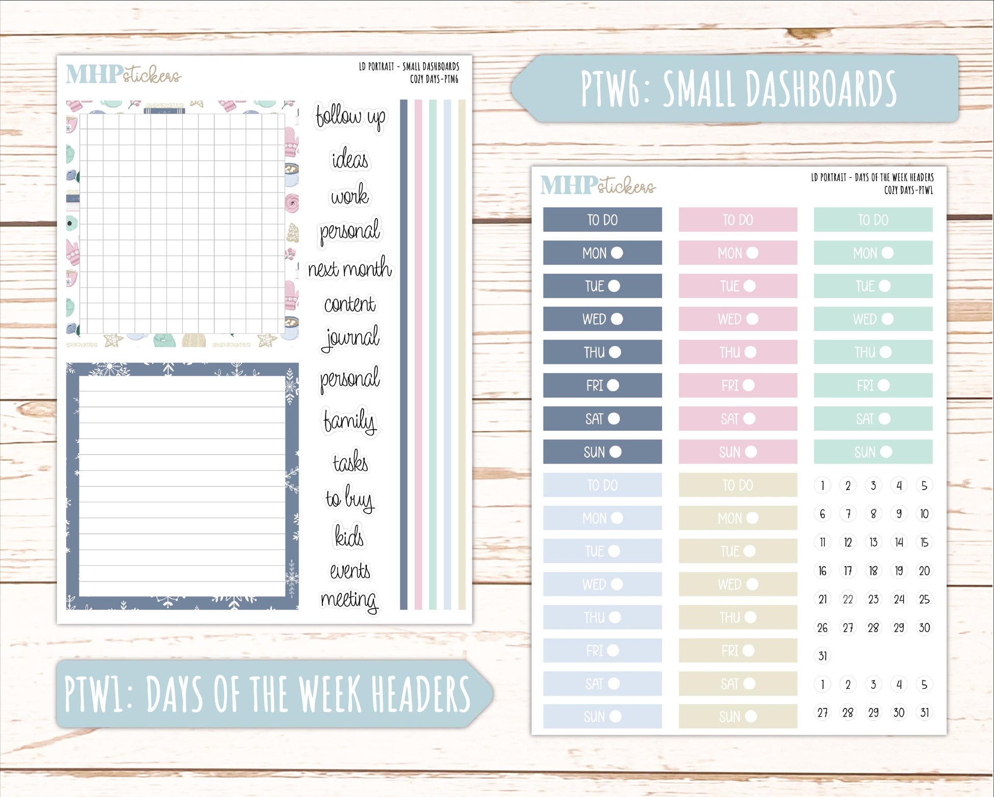JANUARY 2025 Stickers for Laurel Denise Portrait Planners. "Cozy Days" || PTCD