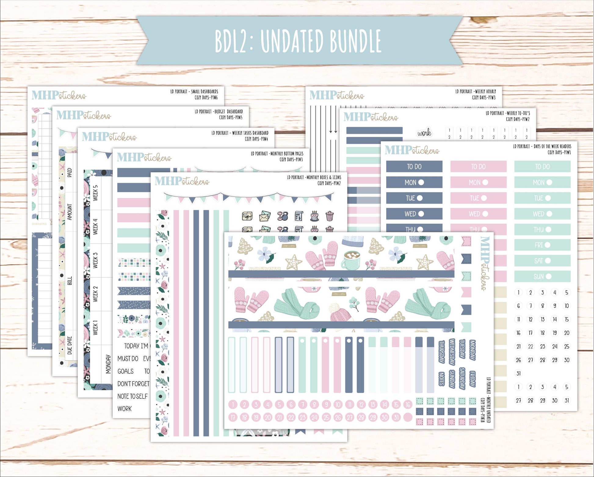 JANUARY 2025 Stickers for Laurel Denise Portrait Planners. "Cozy Days" || PTCD